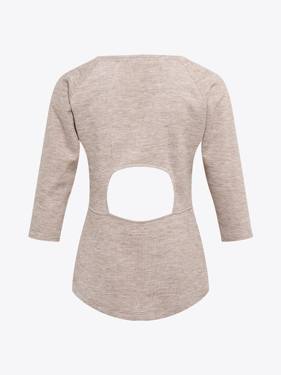 Beli Pencere Detaylı Bluz - Bej