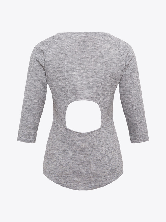 Beli Pencere Detaylı Bluz - Gri