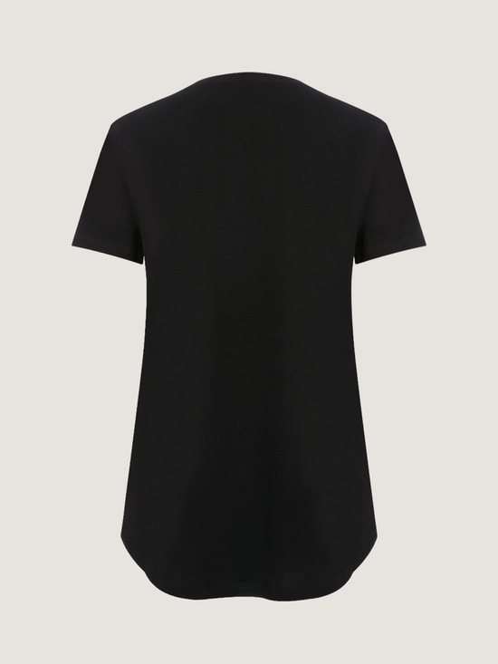 Bisiklet Yaka Arkası Uzun T-Shirt - Siyah T-shirt Modelleri