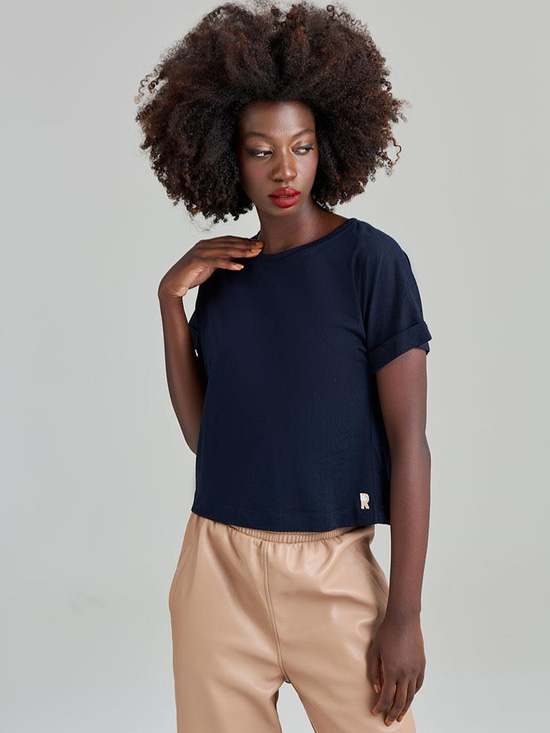 Bisiklet Yaka Basic T-Shirt - Lacivert