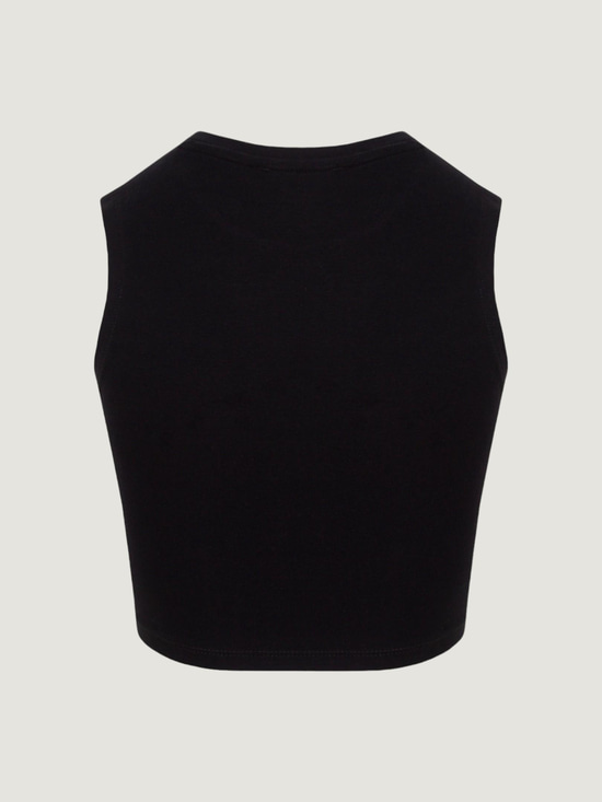 Bisiklet Yaka Kolsuz Crop Top - Siyah Body Modelleri