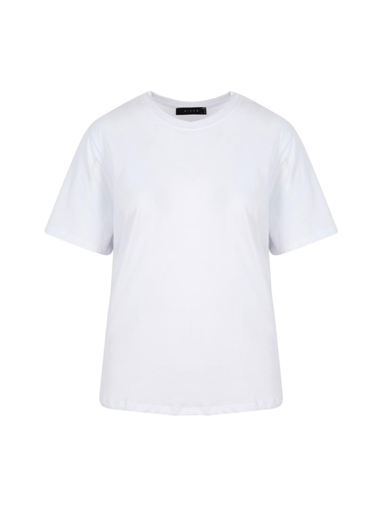 Bisiklet Yaka Oversize Tişört - Beyaz