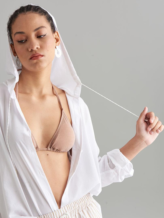 Bronz Üçgen Bikini Takımı - Kahve