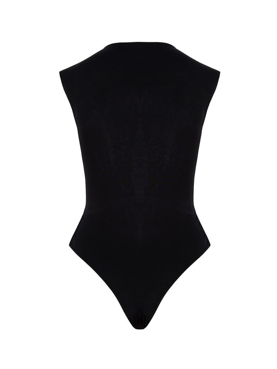 Çıtçıtlı Kolsuz Kristal Taşlı İkonik Body - Siyah