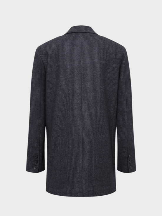 Çizgili Oversize Kesim Ceket - Lacivert Ceket Modelleri