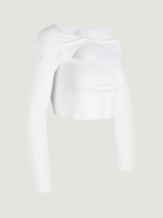 Cut Out Detaylı Uzun Kollu Body - Ekru Body Modelleri