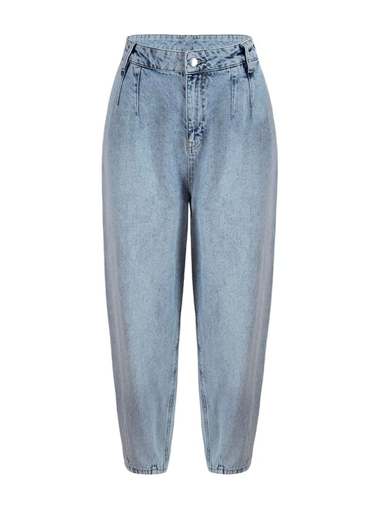 Denim Bol Mom Pantolon - İndigo