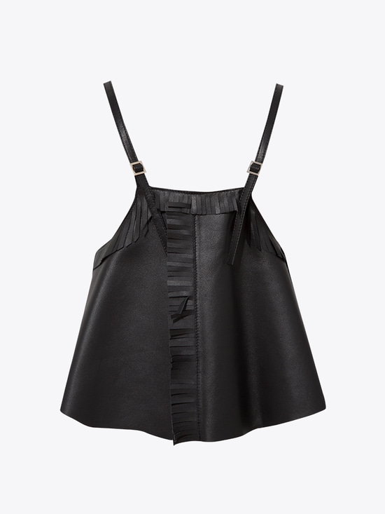 Deri Crop Top - Siyah