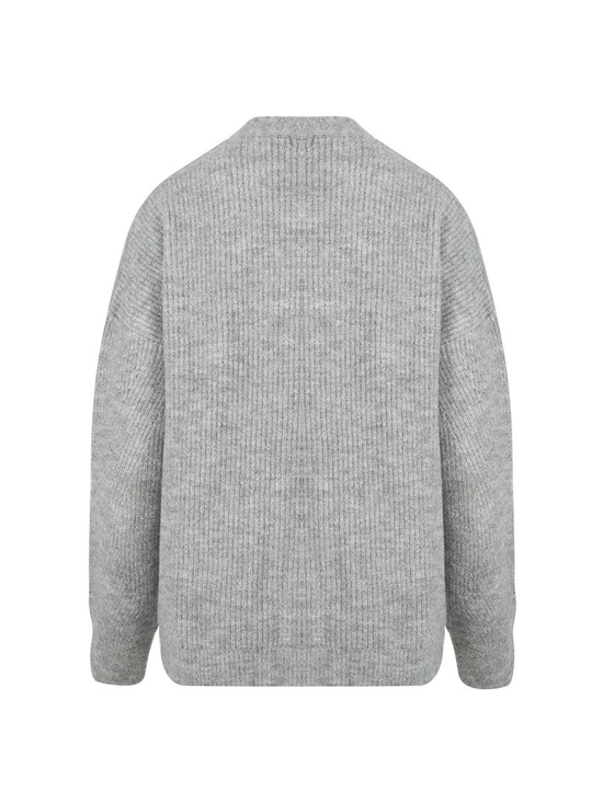 Düğmeli Oversize Cut Out Detaylı Triko Hırka - Gri