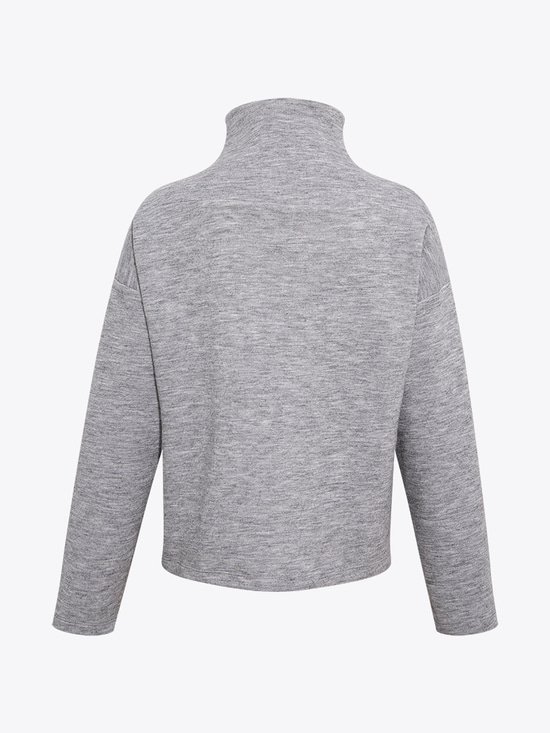 Düşük Omuzlu Dik Yaka Sweatshirt - Gri
