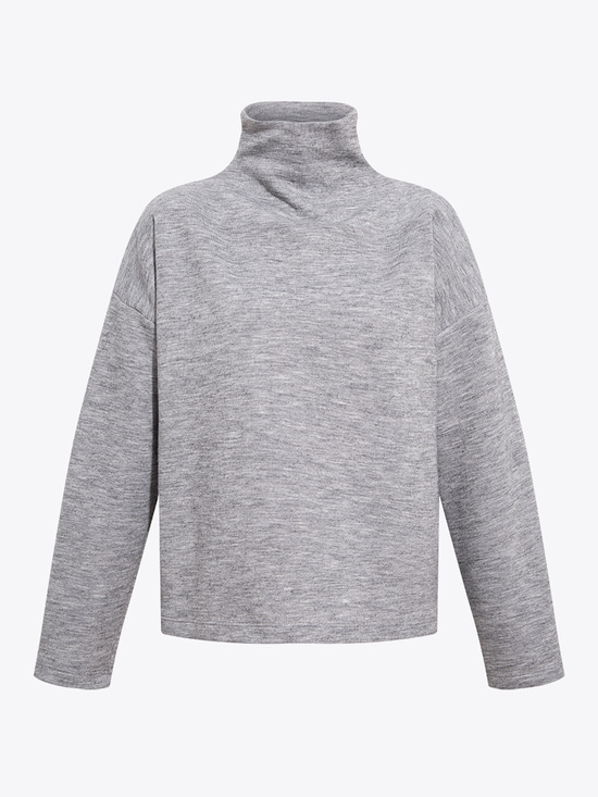 Düşük Omuzlu Dik Yaka Sweatshirt - Gri
