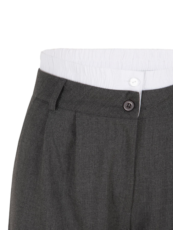 Garni Detaylı Flanel Kumaş Pantolon - Antrasit Pantolon Modelleri