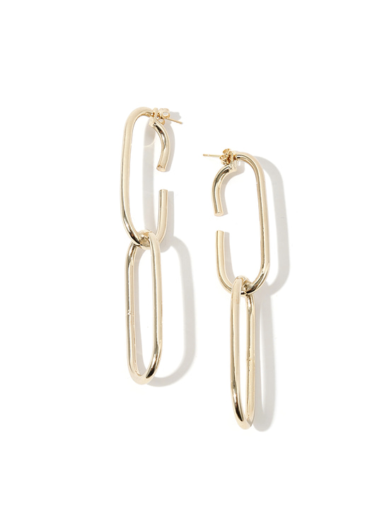 Geçmeli Sallantılı Oval Küpe - Gold