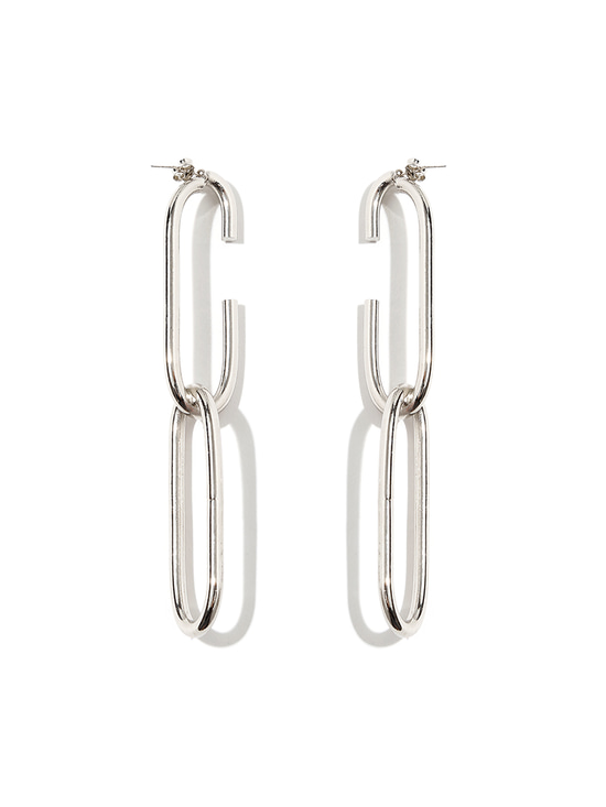 Geçmeli Sallantılı Oval Küpe - Silver