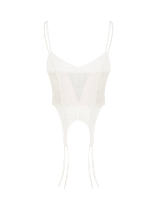 İnce Askılı Tül Büstiyer - Beyaz Body & Bluz Modelleri