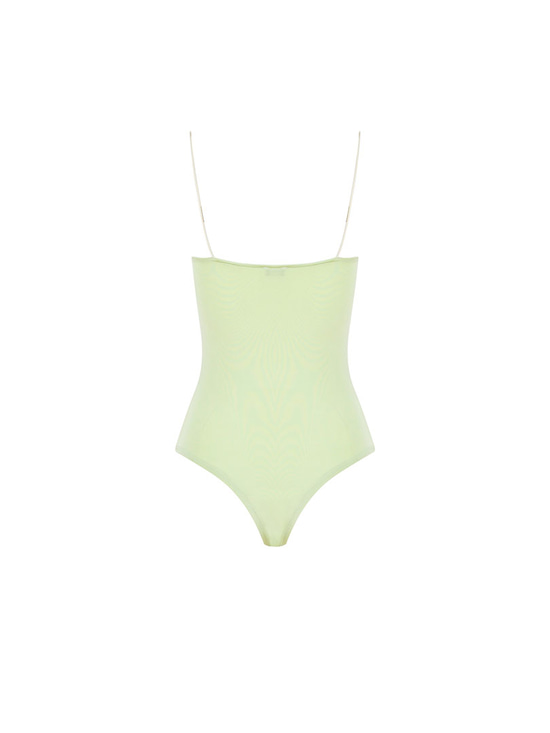 İp Askılı Degaje Yaka Bodysuit - Çağla Yeşili