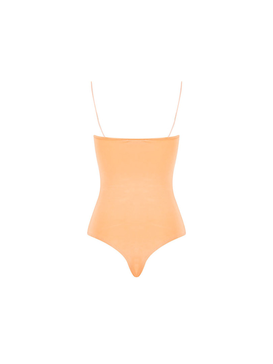 İp Askılı Degaje Yaka Bodysuit - Turuncu