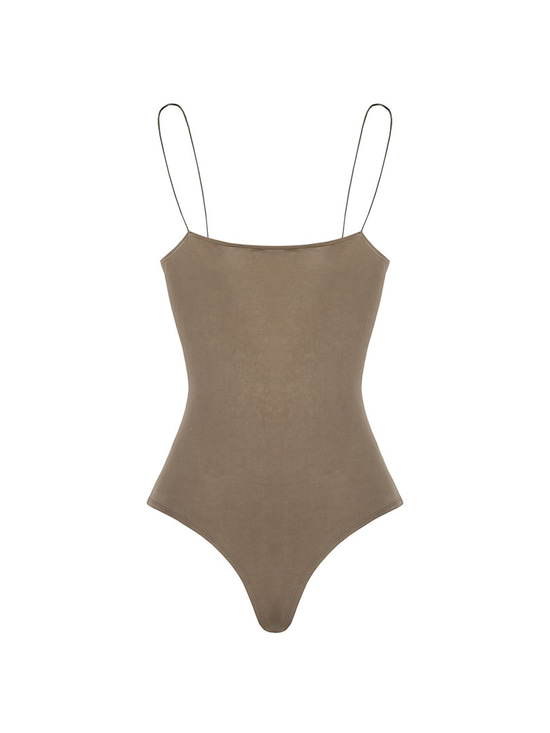 İp Askılı Degaje Yaka Kristal Taşlı Bodysuit - Haki