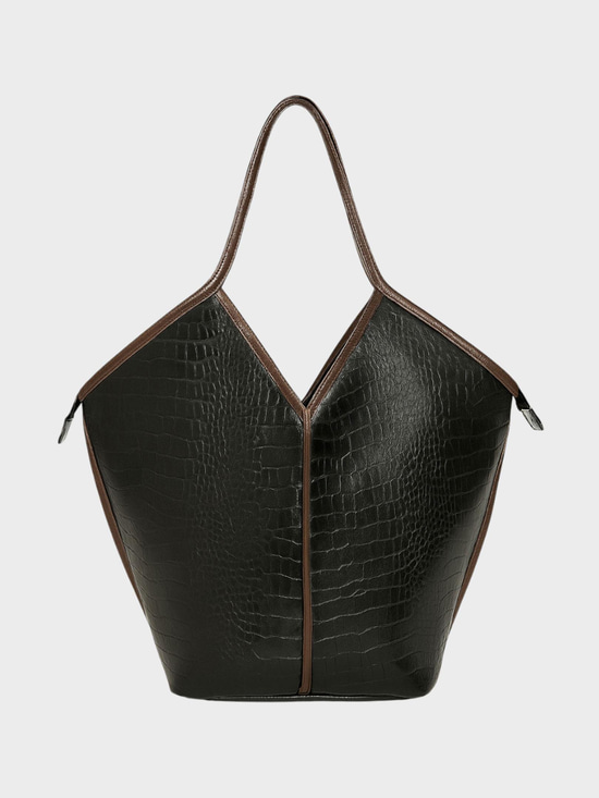 Kadın, Bayan Form Croco Tote Çanta - Siyah Çanta Modelleri