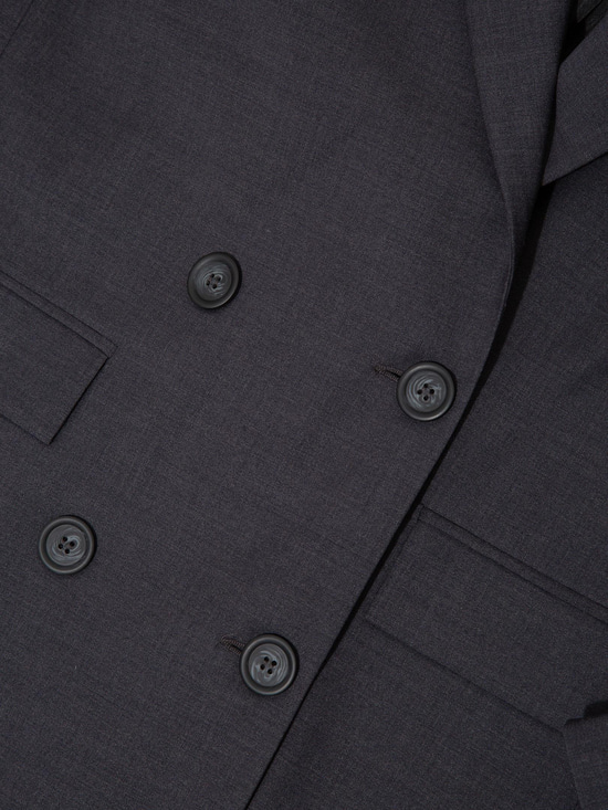 Kadın, Bayan Modern Form Kruvaze Kesim Yün Karışımlı Vatkalı Blazer Ceket - Gri Ceket Modelleri