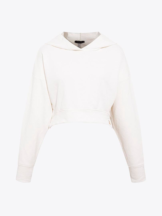 Kapüşonlu Kısa Sweatshirt - Ekru