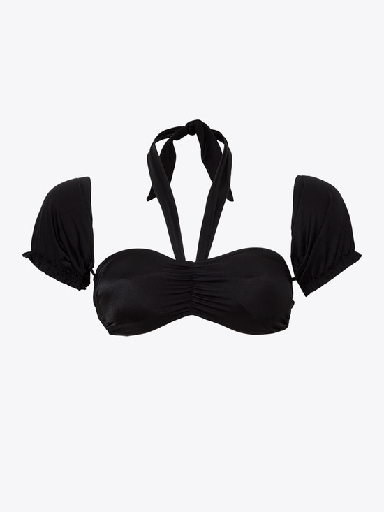 Kollu Siyah Bikini Üstü - Siyah