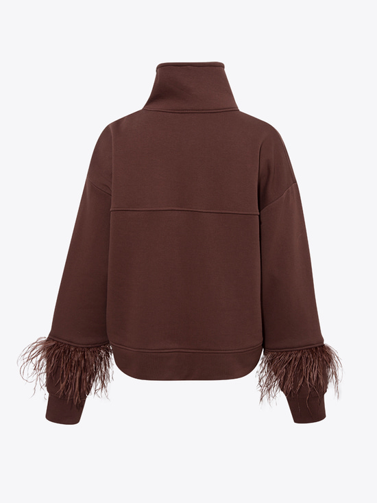 Kuş Tüylü Sweatshirt - Kahve