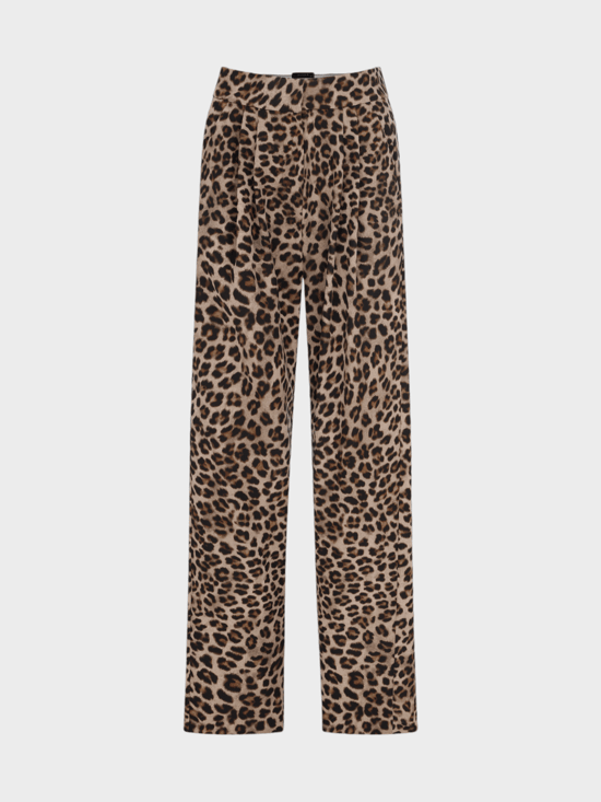 Önü Pileli Geniş Paça Pantolon - Leopar Pantolon Modelleri