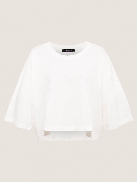 Oversize Crop T-shirt - Beyaz