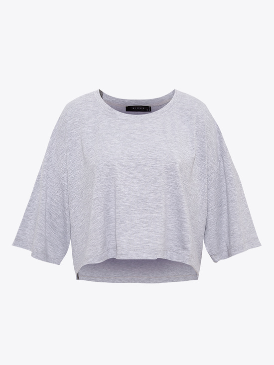 Oversize Crop T-shirt - Gri Melanj