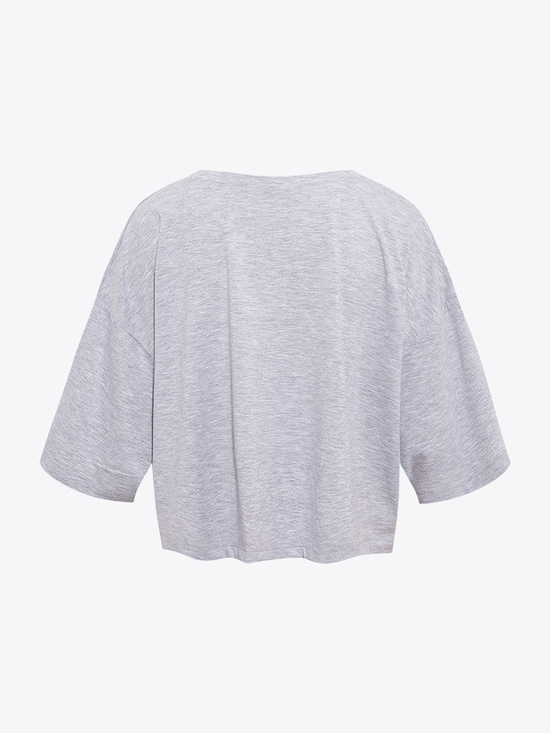 Oversize Crop T-shirt - Gri Melanj