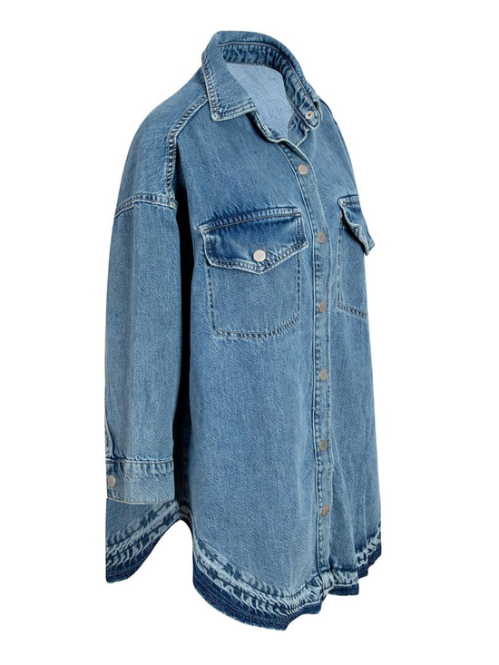 Oversize Denim Gömlek - İndigo