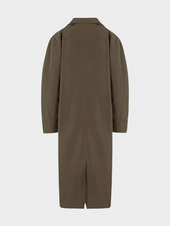 Oversize Kesim Düğmeli ve Cep Detaylı Uzun Trençkot - Haki Kaban ve Trençkot Modelleri