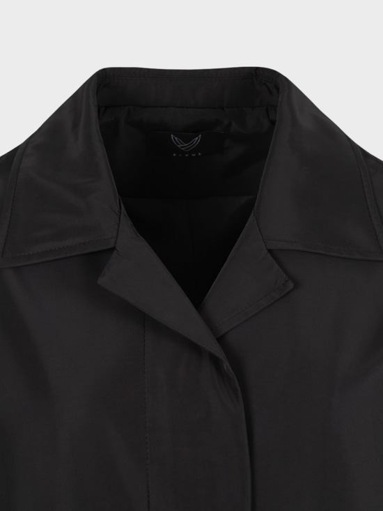 Oversize Kesim Düğmeli ve Cep Detaylı Uzun Trençkot - Siyah Kaban ve Trençkot Modelleri