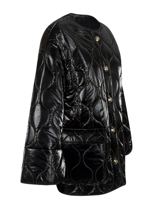 Oversize Kesimli Kapitone Mont - Siyah