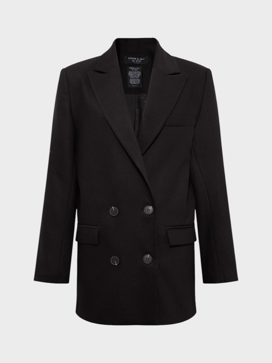 Oversize Kruvaze  Kesim Ceket - Siyah Ceket Modelleri