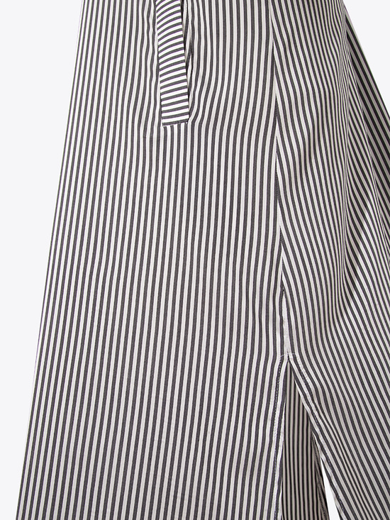 Oversize Yırtmaçlı Gömlek Elbise - Çizgili