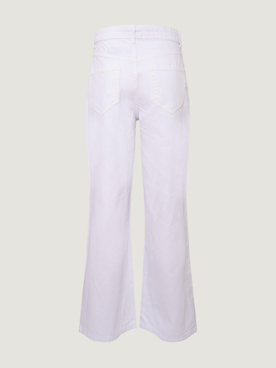 Paçaları Yırtmaçlı Yüksek Bel Wide Leg Jean - Beyaz Pantolon Modelleri