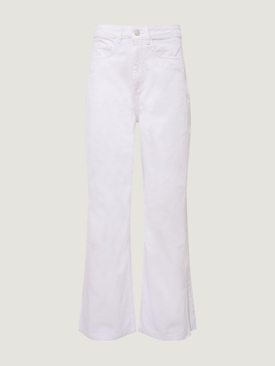 Paçaları Yırtmaçlı Yüksek Bel Wide Leg Jean - Beyaz Pantolon Modelleri