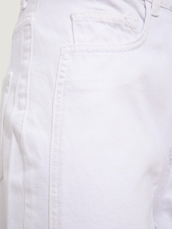 Paçaları Yırtmaçlı Yüksek Bel Wide Leg Jean - Beyaz Pantolon Modelleri