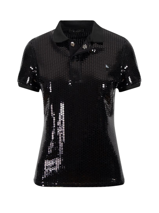Polo Yaka Pullu Tişört - Siyah