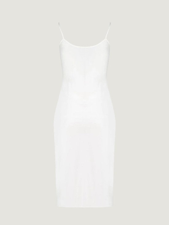 Spaghetti Strapped Satin Midi Dress - Ecru Dress Modelleri