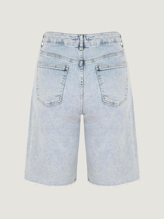 Straight Fit Jean Bermuda Şort - Light Indigo  Şort Modelleri