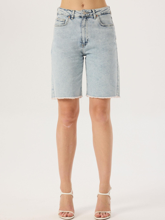 Straight Fit Jean Bermuda Şort - Light Indigo  Şort Modelleri