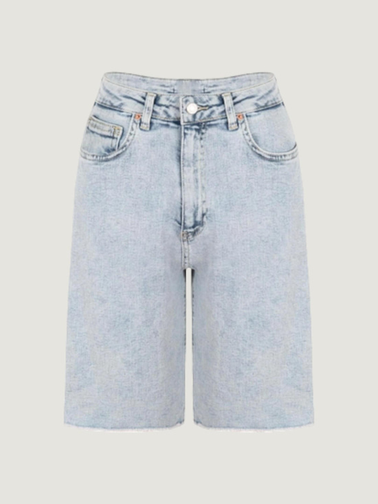 Straight Fit Jean Bermuda Şort - Light Indigo  Şort Modelleri
