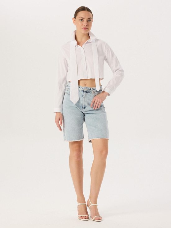 Straight Fit Jean Bermuda Şort - Light Indigo  Şort Modelleri