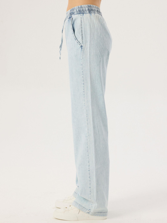 Straight Fit Tensel Jean Pantolon - Light Indigo Pantolon Modelleri