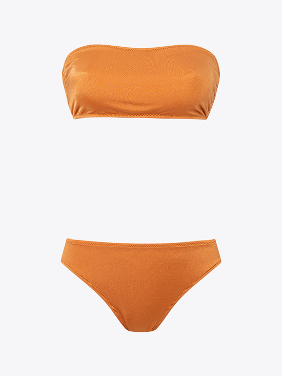 Straplez Kayısı Rengi Bikini Takımı - Oranj