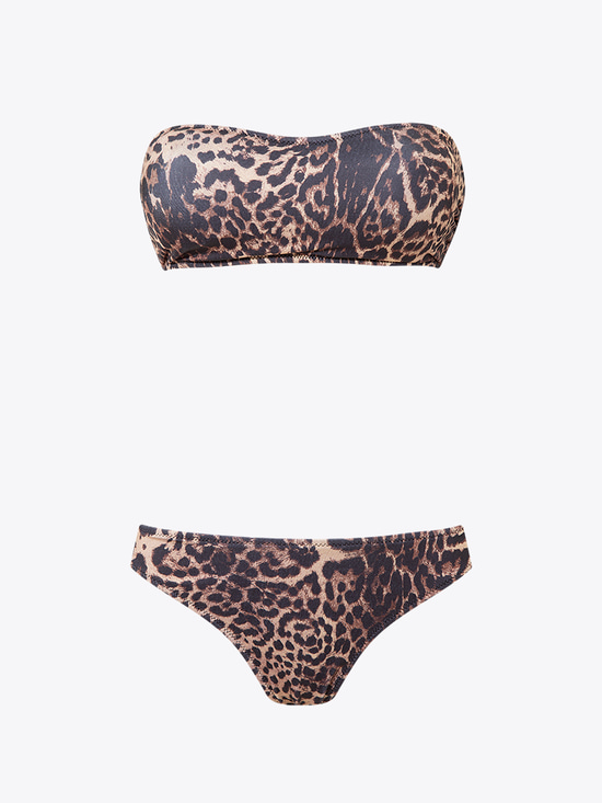 Straplez Leopar Bikini Takımı - Leopar