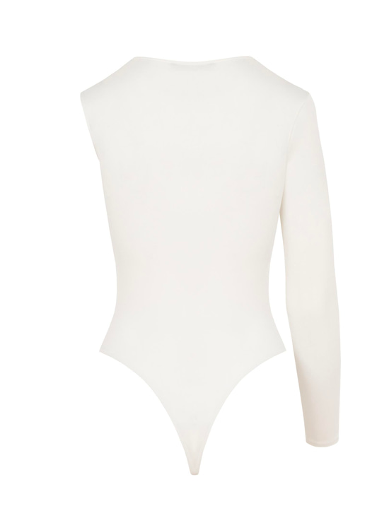 Tek Kol Yaka Detaylı Çıtçıtlı Body - Ekru Body & Bluz Modelleri